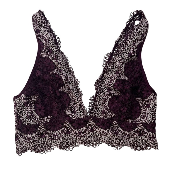 Victoria's Secret Body By Victoria Lace Bralette Size Medium Floral Plum Purple - Picture 1 of 6